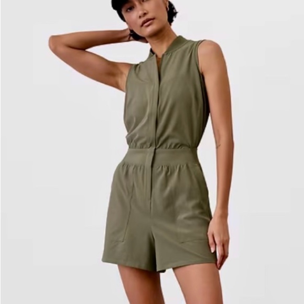 Athleta Brooklyn Olive Green Sleeveless Romper